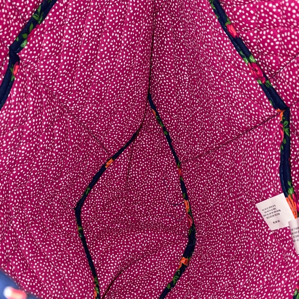 Whimsical Navy Floral and Polka Dot Tote Bag NWT Large - Picture 6 of 7